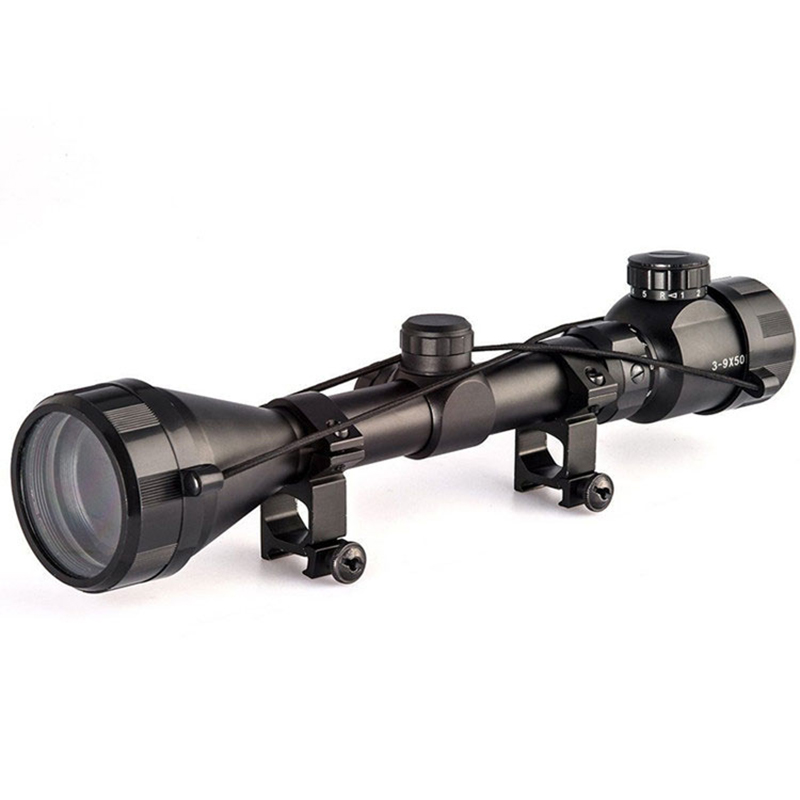 3-9x50 Cth Skop Memburu Pencahayaan Rgb Taktikal Reticle Riflescope Air Soft Rifle