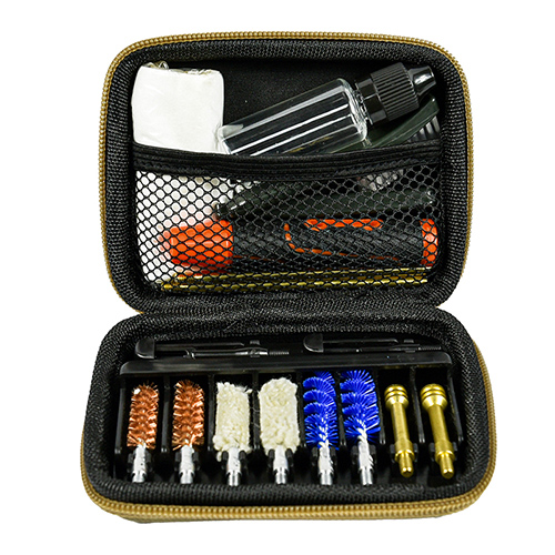 Kit pembersihan pistol termasuk 2 saiz ( 9mm & .45 kal.).