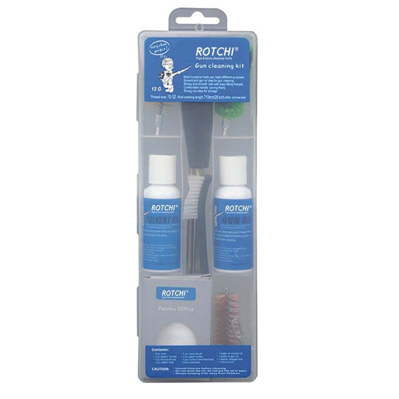 Kit pembersih pistol udara yang telus dengan botol minyak